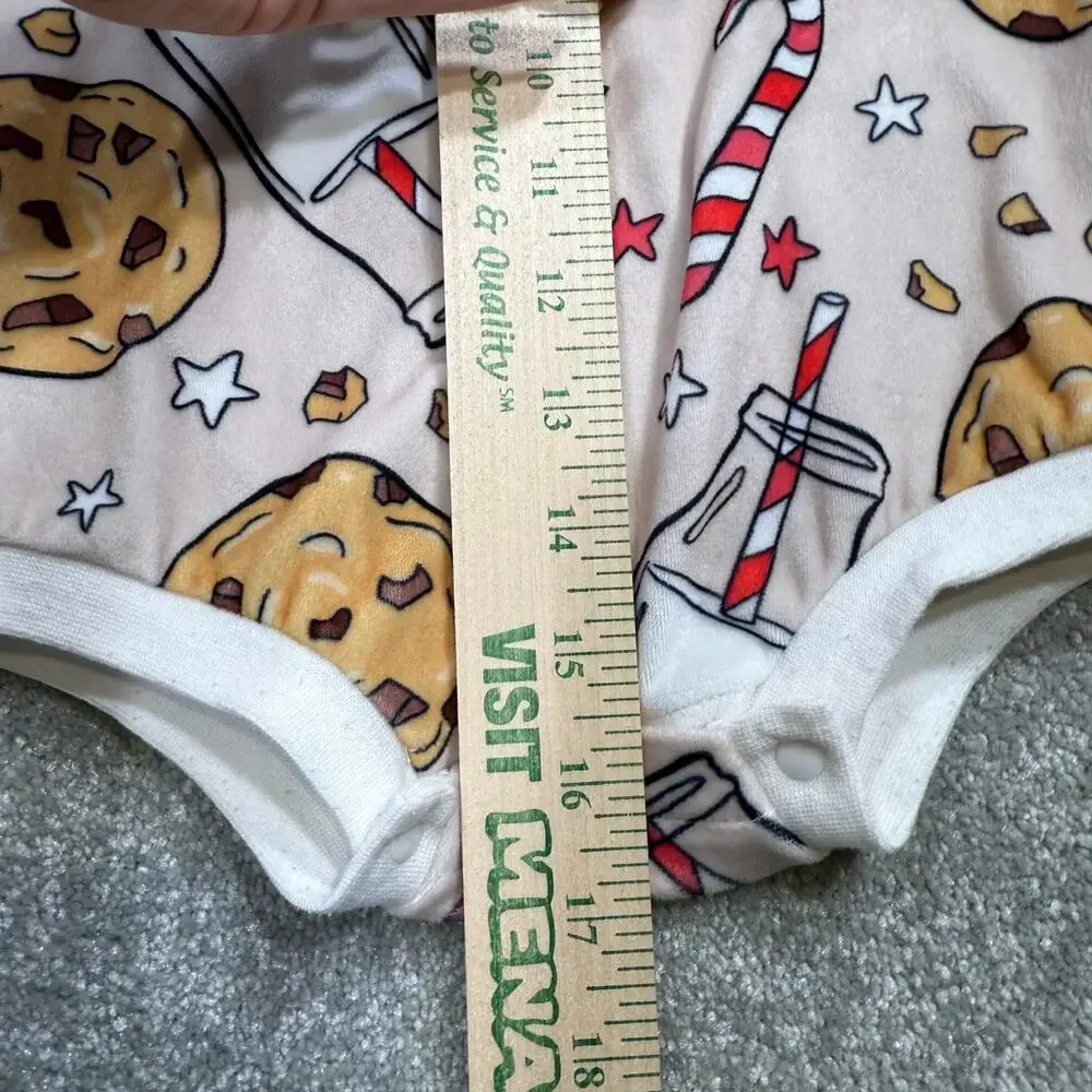 Christmas One Piece Milk and Cookies Sweatshirt Sweatshirt Romper 12-18 Mos Pink